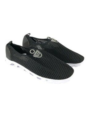 Fashion Womens Sneakers Water Shoes Fabric Slip On Mesh Black Size 37 US 6